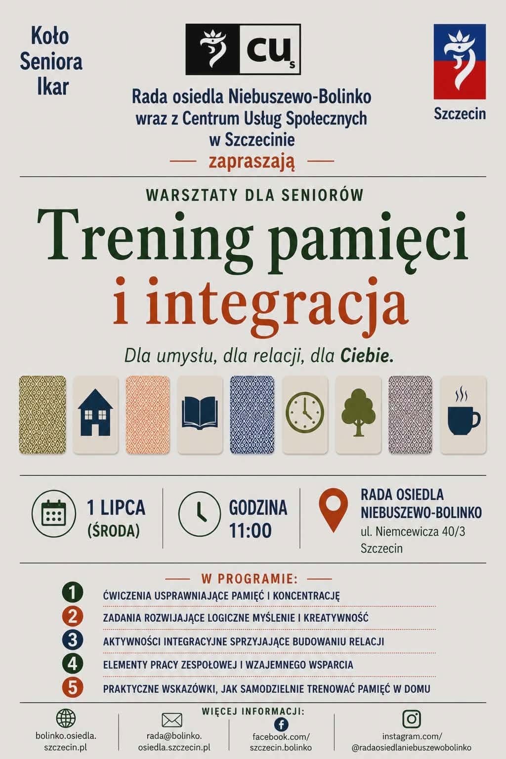 Zdjęcie przedstawia plakat warsztatów dla seniorów